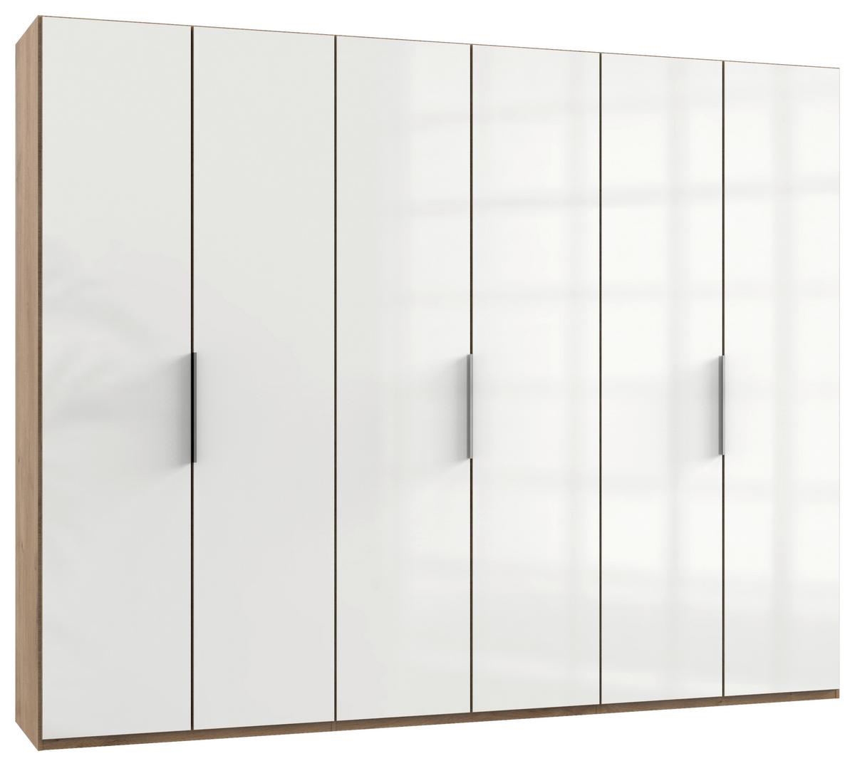 Drehtürenschrank Level 36D ca. 300x236x58 cm Weiß - Chromfarben/Weiß Hochglanz, MODERN, Holzwerkstoff/Metall (300/236/58cm) - MID.YOU