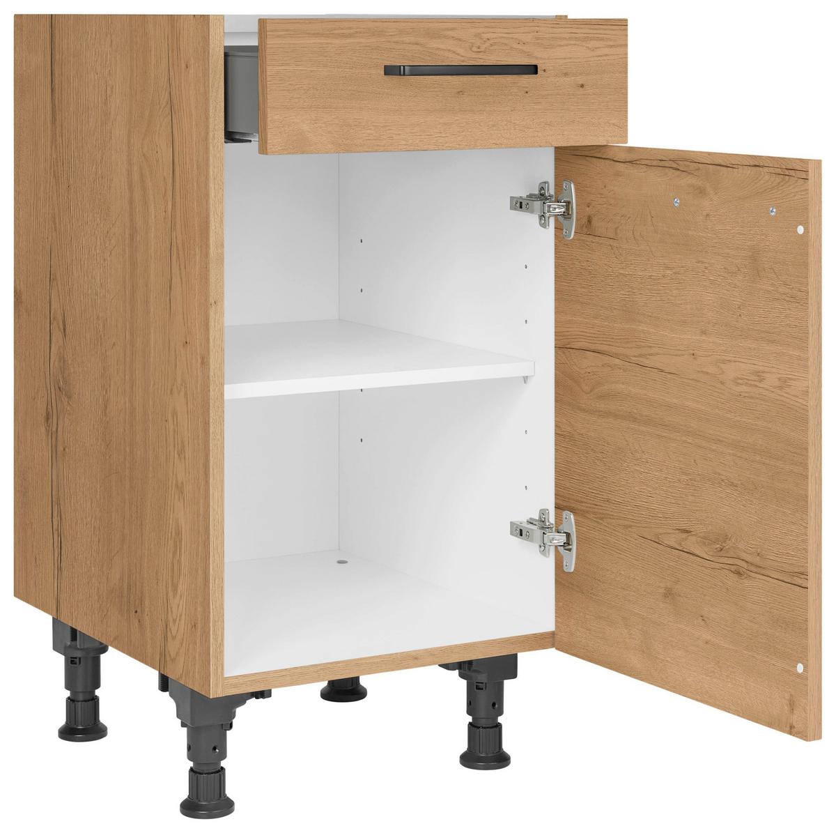 Schubkastenunterschrank Structura Eiche - Eichefarben/Schwarz, MODERN, Holzwerkstoff/Metall (45/87/56cm) - Nobilia
