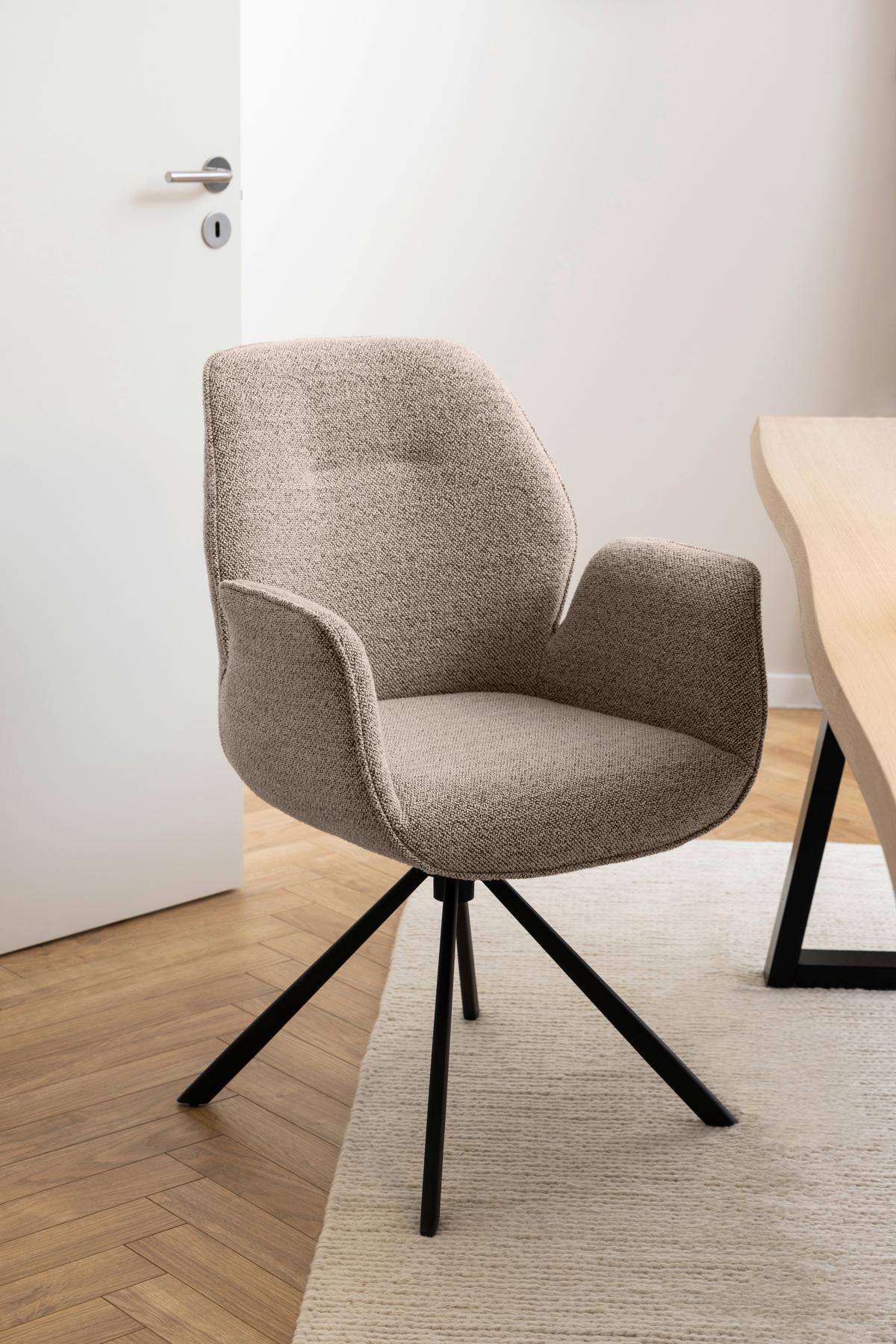 KRZESŁO Z PODŁOKIETNIKAMI AURA - beżowy/czarny, Design, metal/tkanina (60,5/90/62cm) - MID.YOU