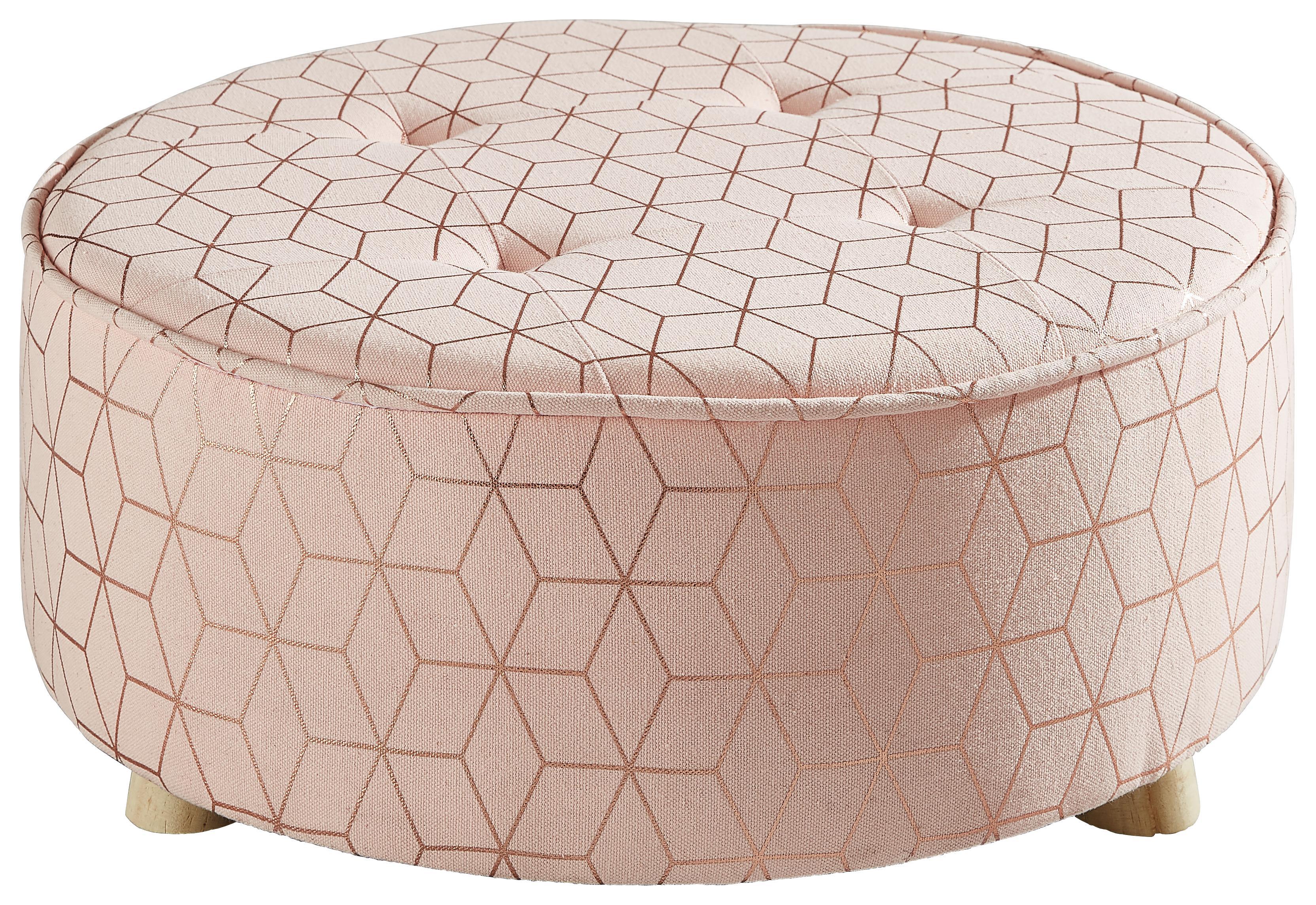 HOCKER Tanne Pink, Hellbraun - Hellbraun/Pink, Holz/Textil (50/21cm)