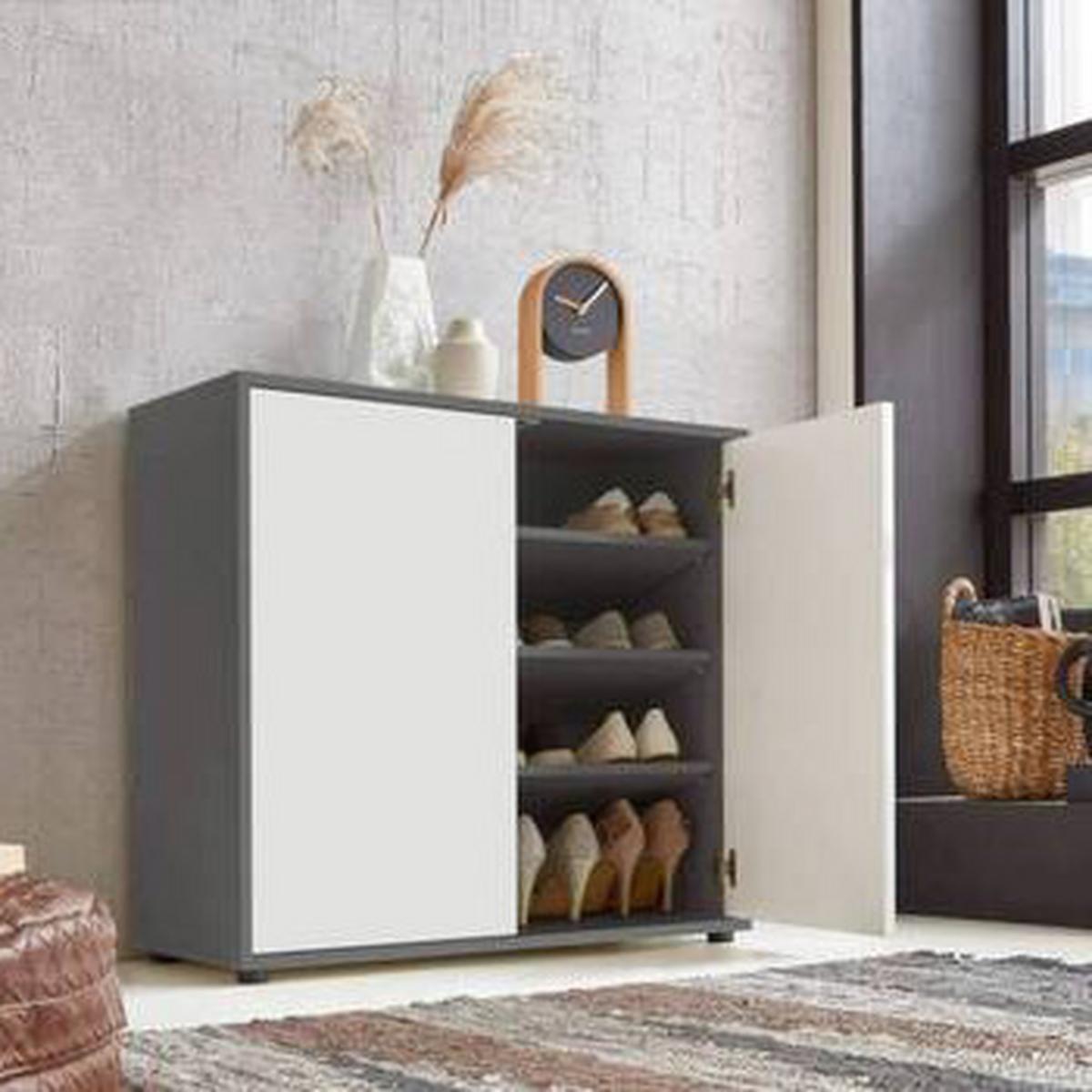 Kommode Mailand Typ 4 Anthrazit/Weiß - Anthrazit/Schwarz, MODERN, Holzwerkstoff/Kunststoff (79/73/33cm) - MID.YOU