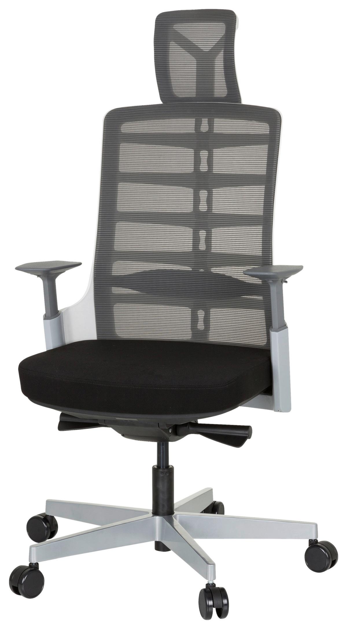 Pisarniški Stol Skarif, Črna, Siva, Bela - siva/črna, Moderno, kovina/umetna masa (64/128/62cm) - MID.YOU