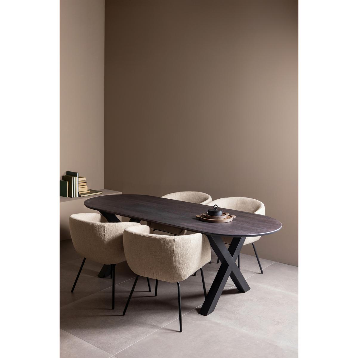 Armlehnstuhl Leon Naturfarben B: 61cm - Schwarz/Naturfarben, Design, Textil/Metall (61/77/63cm) - Livetastic