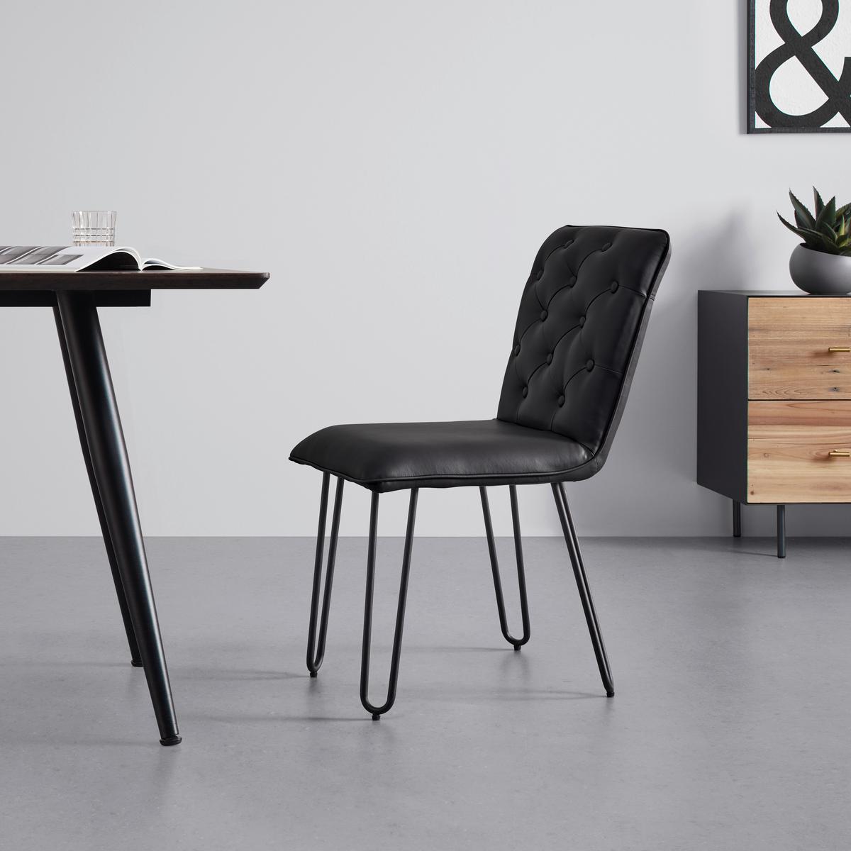 KRZESŁO IVIE - czarny, Modern, metal/drewno (43/86/62cm) - Bessagi Home