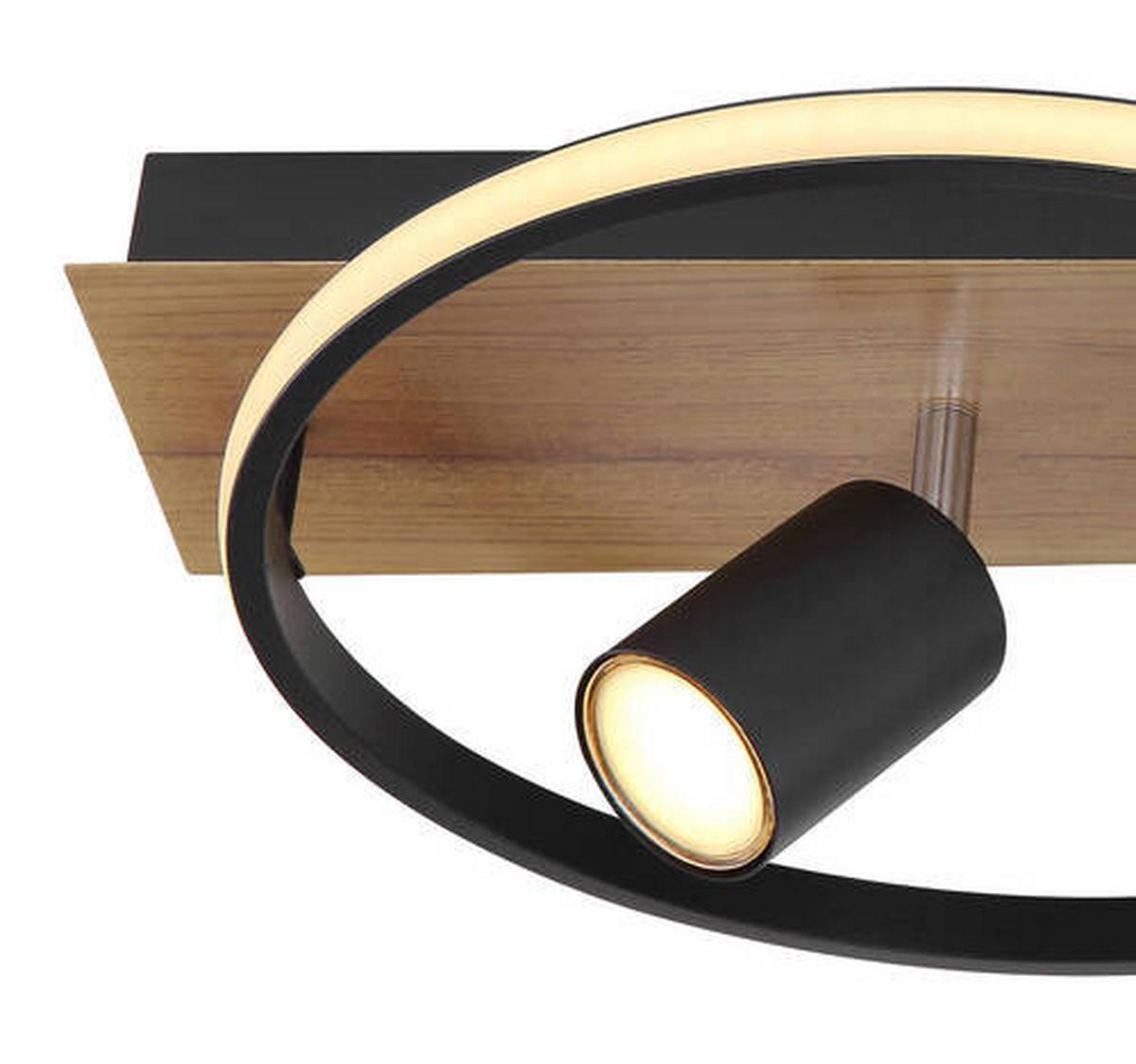 Led Mennyezeti Lámpa 67309-36 - sötétbarna/fekete, Design, műanyag/fa (62/32/16,5cm) - Globo