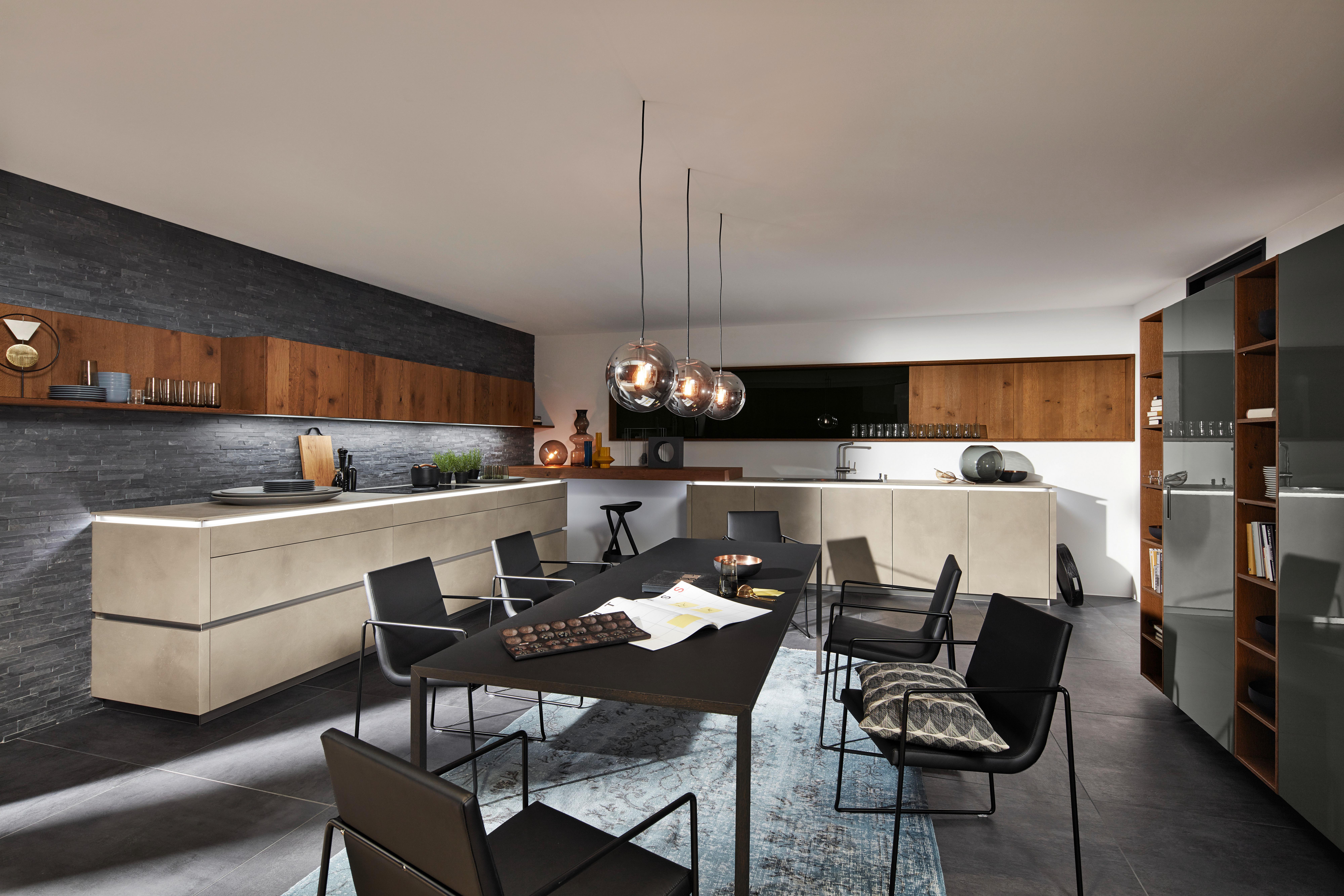 Einbauküche Portland/Nova Lack in Grau/Anthrazit Hochglanz - Grau, MODERN, Holzwerkstoff - Nolte Küchen