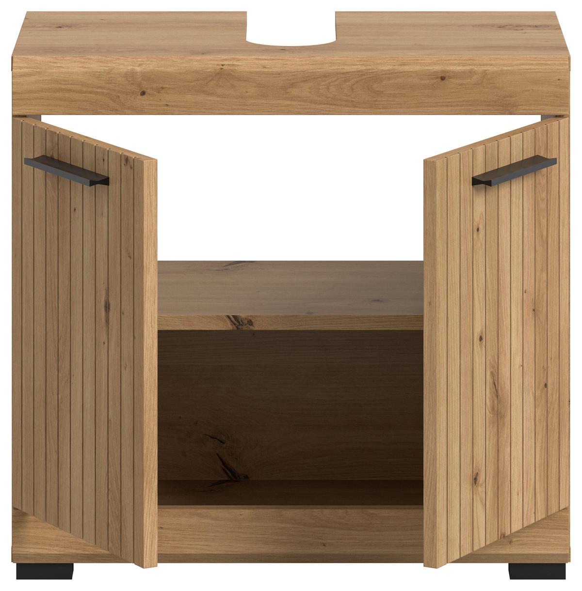 Waschbeckenunterschrank Scout Eiche Artisan - Schwarz/Eiche Artisan, Trend, Holzwerkstoff/Kunststoff (60/56/34cm) - MID.YOU