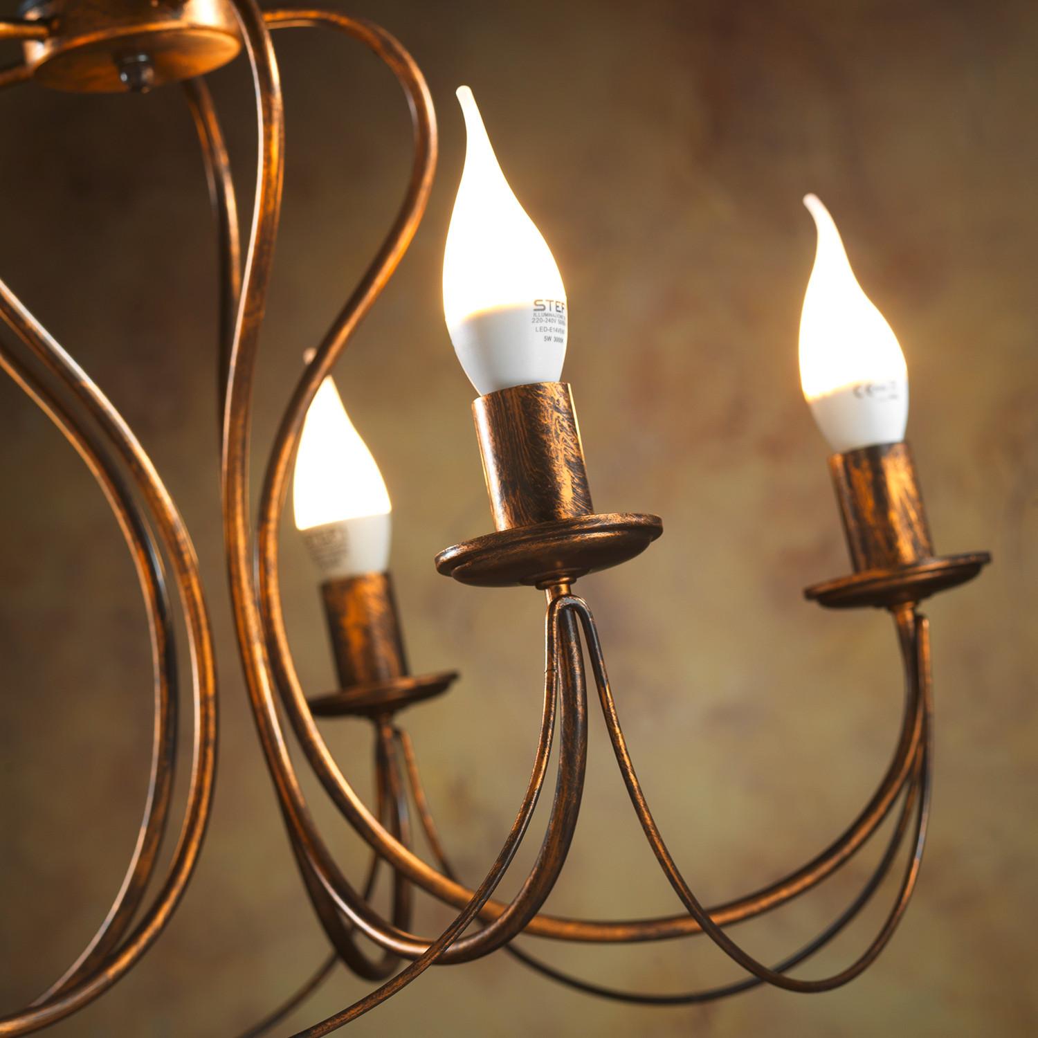 Kronleuchter Candela bronzo Bronzefarben max. 6 Watt - Bronzefarben, Basics, Metall (55/105cm)