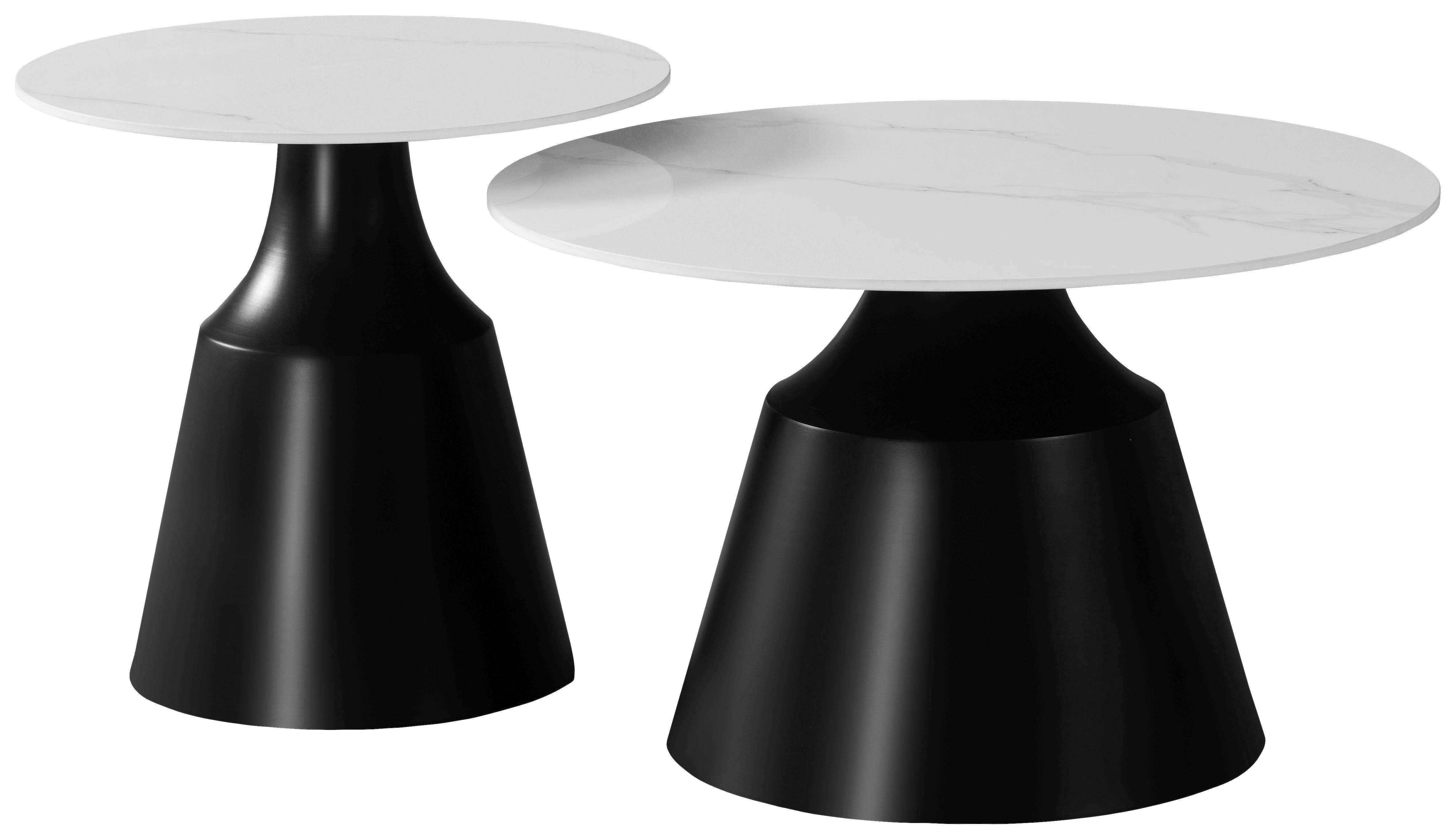 Măsuță de cafea NOAH - alb/negru, Modern, ceramică/metal (70/50/43/48cm) - Modern Living