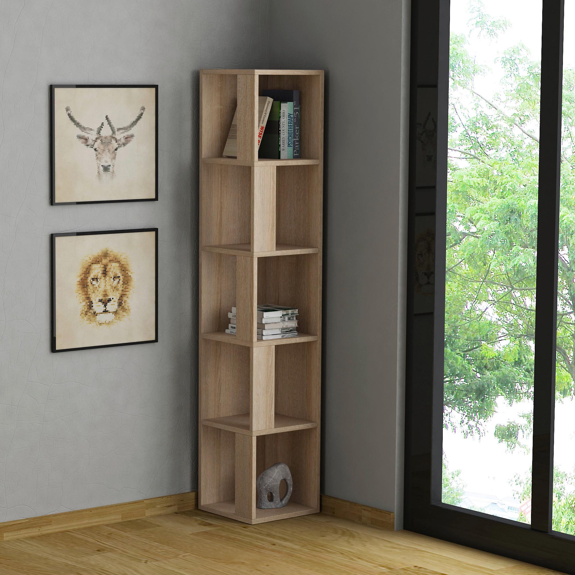Eckregal PIANO Eichefarben ca. 32x159x32 cm - Eichefarben, Design, Holzwerkstoff (32/159/32cm) - Livetastic