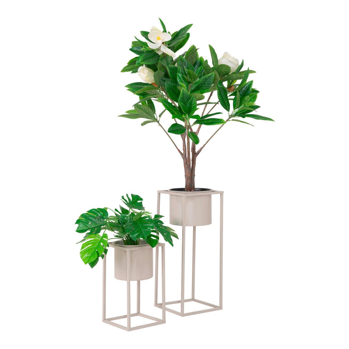 Übertopf-Set Marla Flowerpots Beige, 2-teilig - Beige, Design, Metall