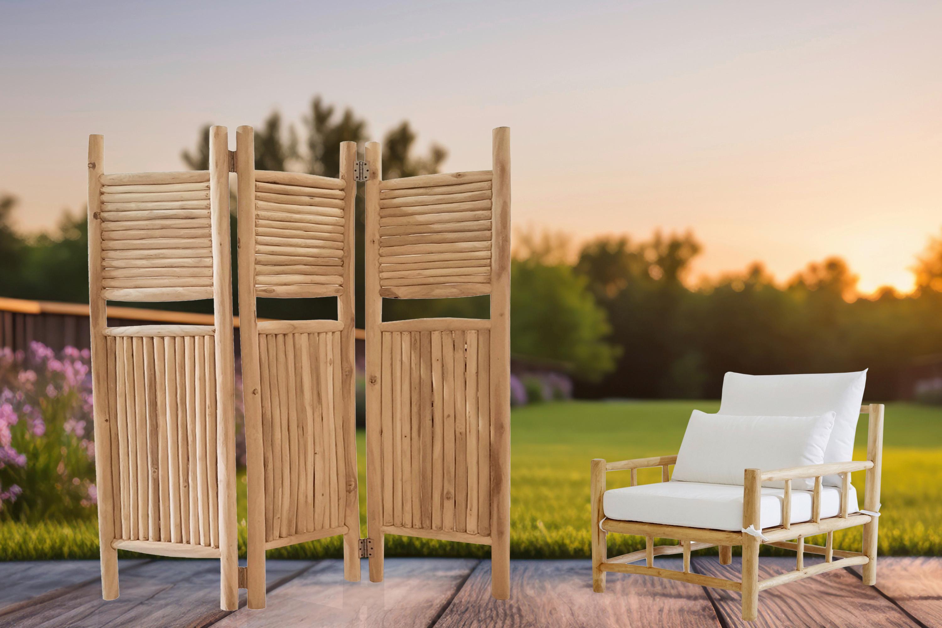 Paravent Naturfarben - Naturfarben, Natur, Holz (275/180/21cm) - Gardenson