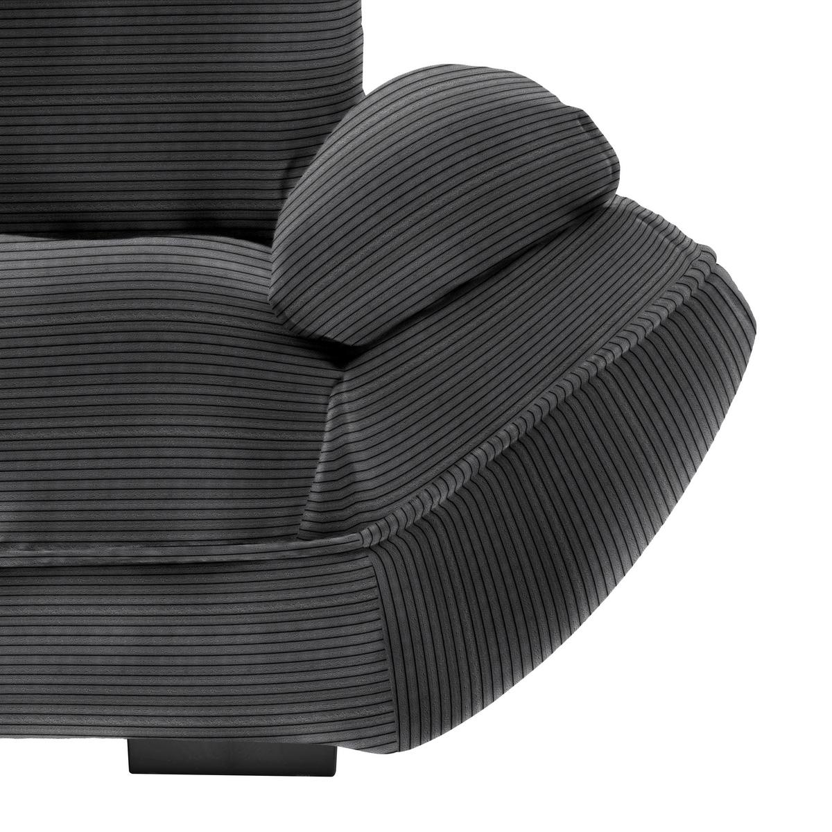 Wohnlandschaft Vivo Anthrazit - Anthrazit/Schwarz, MODERN, Kunststoff/Textil (179/63/317cm) - Based