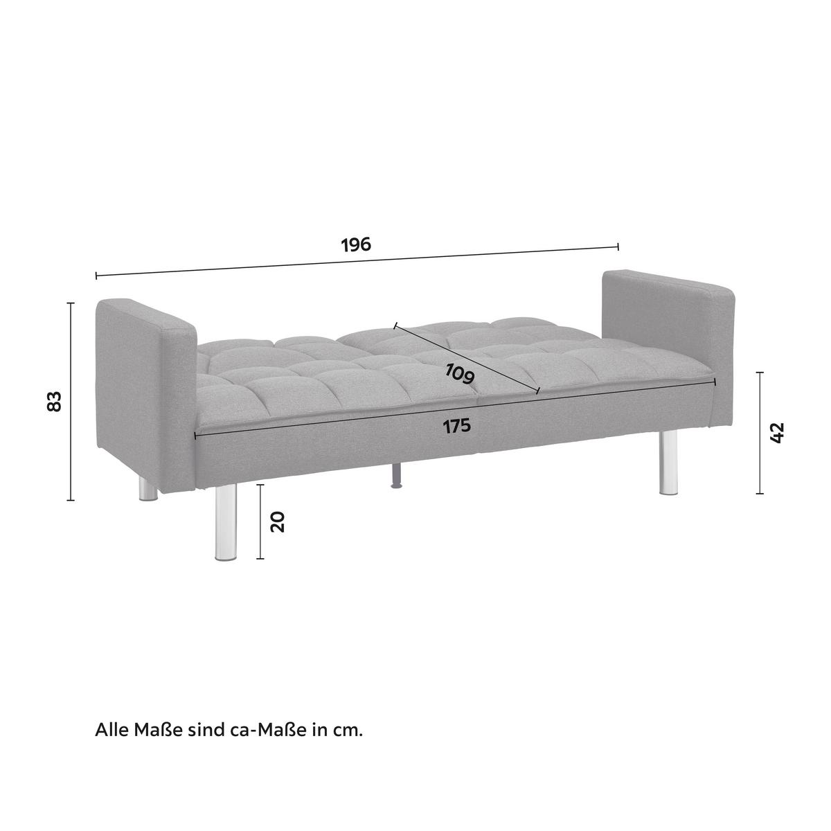 Schlafsofa in dunkel- grau inkl. 2 Kissen "David" - Chromfarben/Dunkelgrau, Modern, Holz/Textil (196/83/89cm) - Bessagi Home