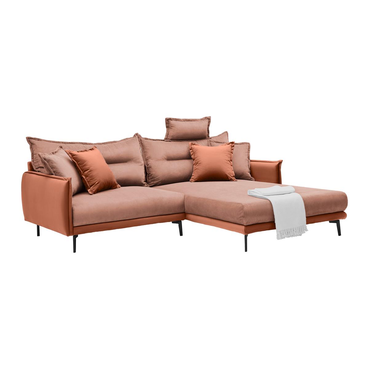 Ecksofa Nuovo Koralle - Koralle/Schwarz, MODERN, Textil/Metall (245/72-113/190cm) - Mömax