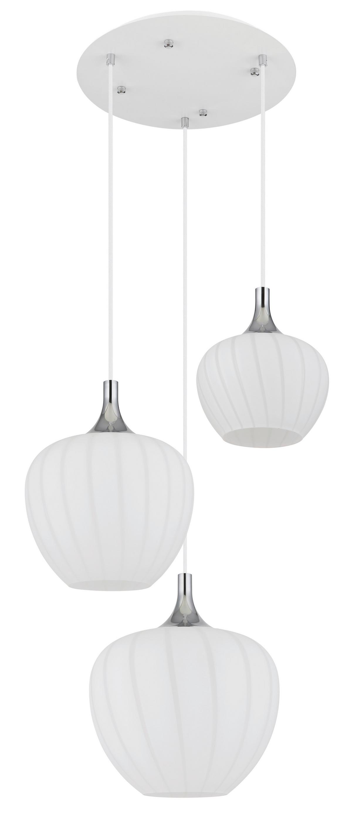 Hängeleuchte Maxy Weiß/Chrom max. 40 Watt - Chromfarben/Weiss, Konventionell, Glas/Metall (48/120cm) - Globo