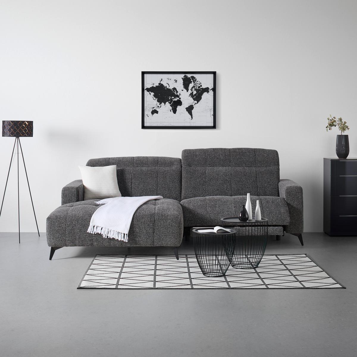 Wohnlandschaft Milano Graphitfarben - Graphitfarben/Schwarz, MODERN, Holz/Textil (127/127/82/105/109.5/ 177cm) - Based