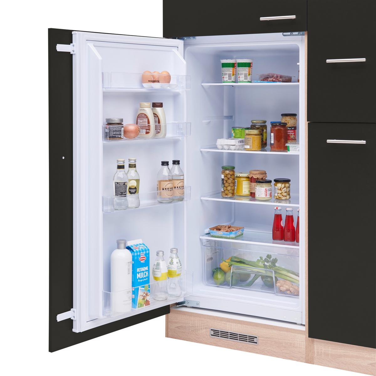 Küchenblock ECONOMY m. Geräten ca. 310 cm Schwarz/Eiche - Eichefarben/Schwarz, Basics, Holzwerkstoff (310cm) - Respekta