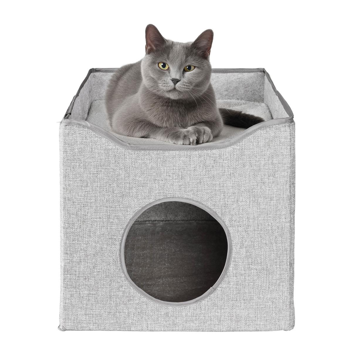 Katzensofa Meow Grau - Grau, KONVENTIONELL, Holzwerkstoff/Kunststoff (40/40/37cm) - Mömax