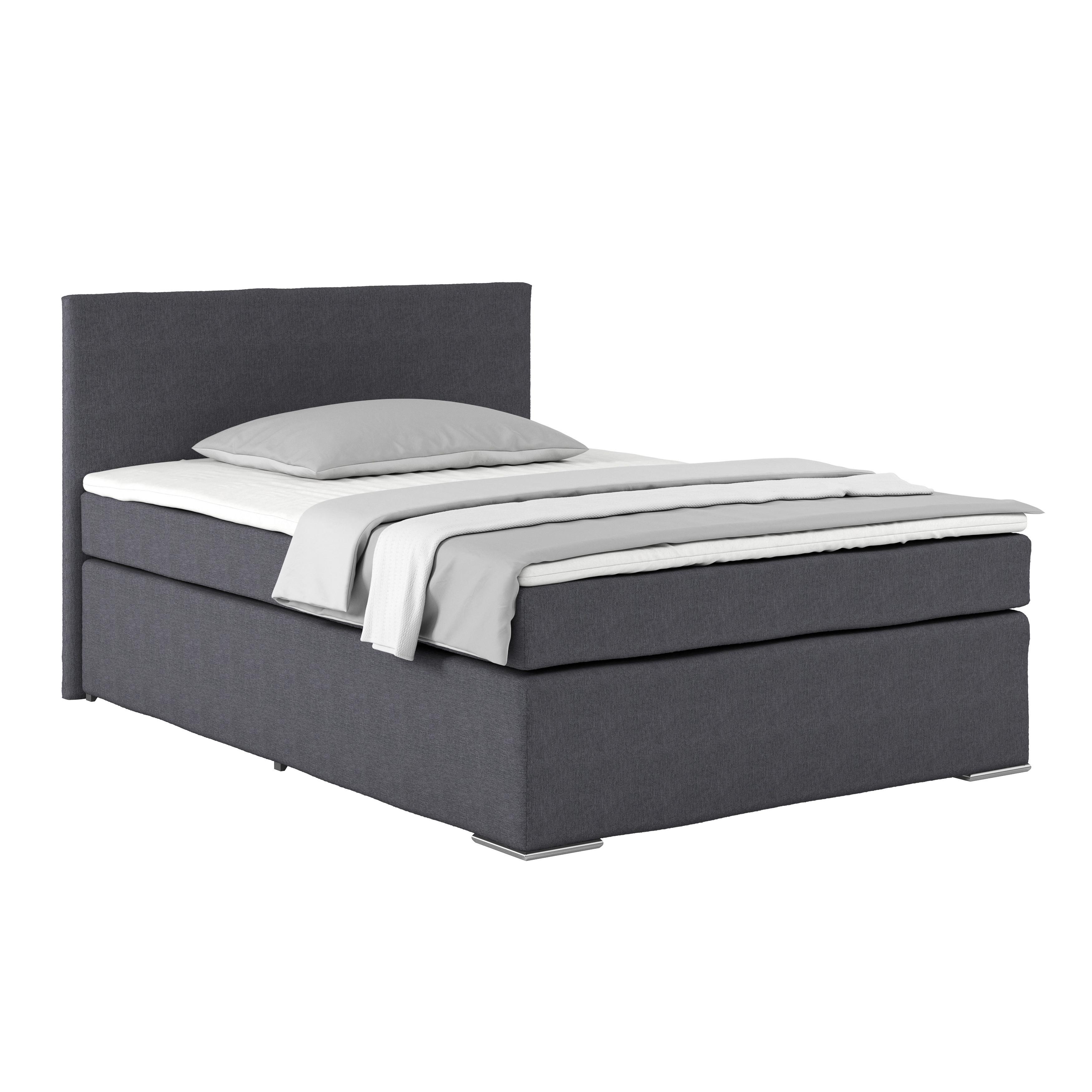 Boxspring Krevet Nero - boje kroma/antracit, Konvencionalno, tekstil/metal (140/200cm) - Best Price