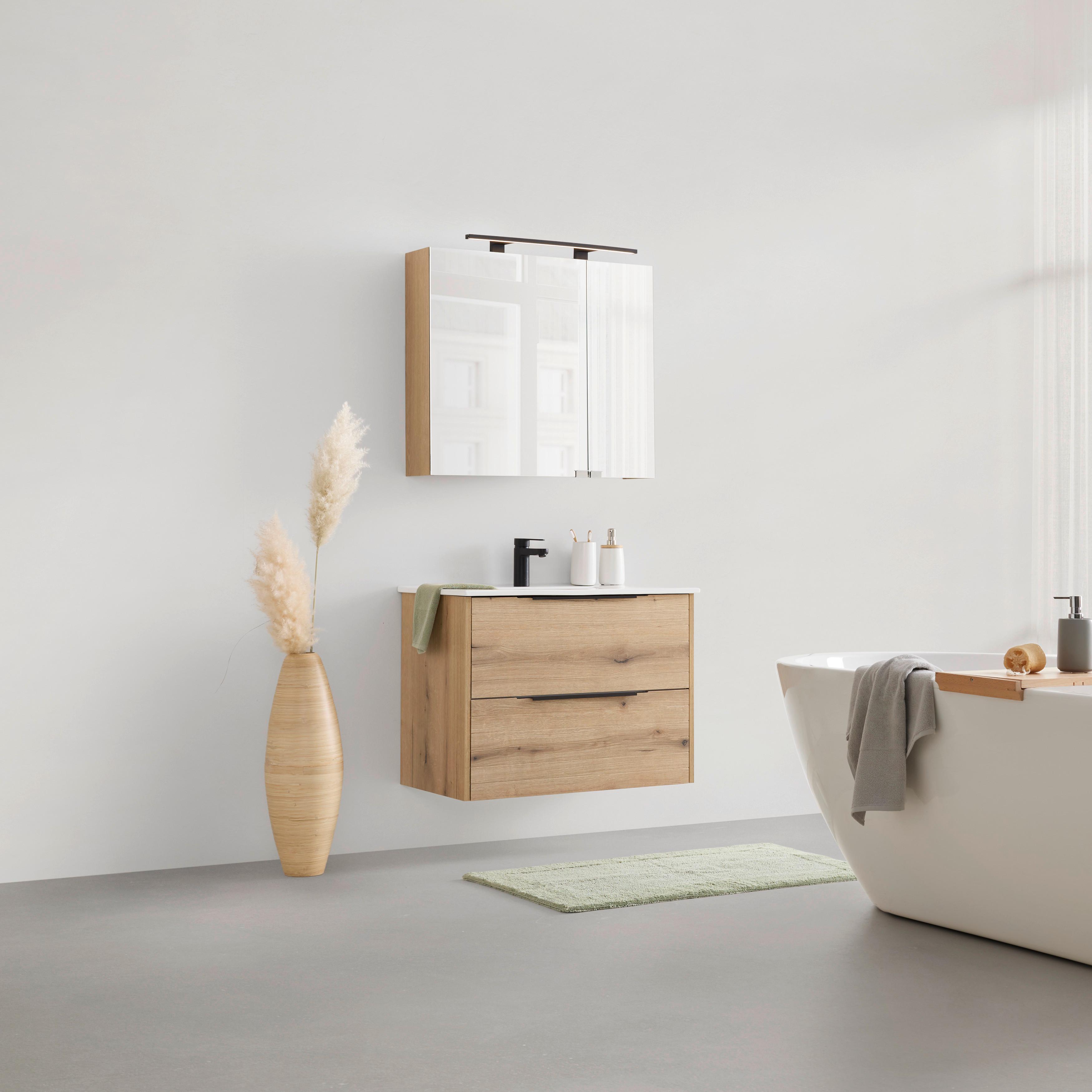 TVÄTTSTÄLL MED KOMMOD ARIS -EXKLUSIV- - svart/ekfärgad, Modern, metall/trämaterial (80/60/45cm) - Mömax