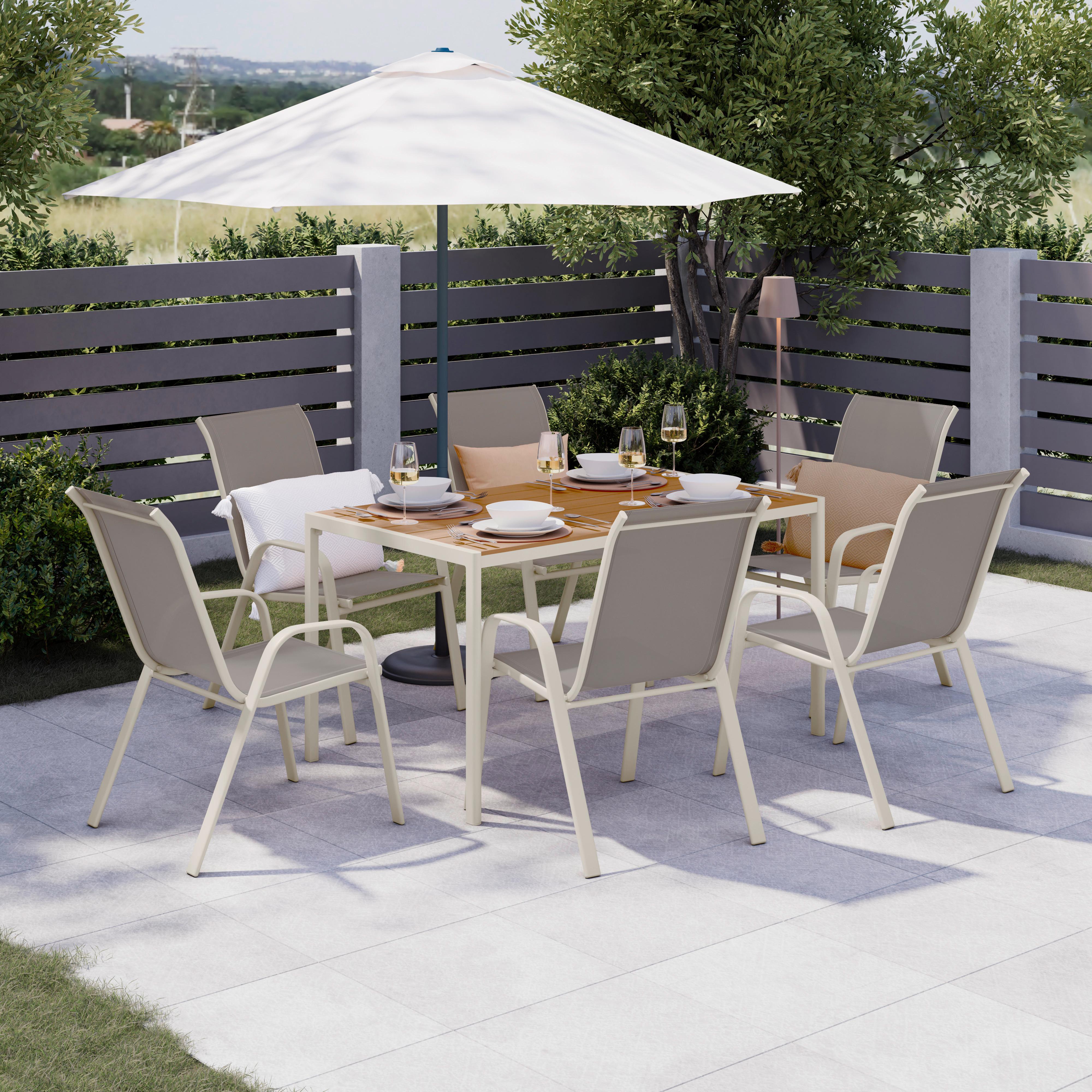 Set grădină Florenz - gri deschis/culoare lemn tec, Modern, plastic/metal - Mömax