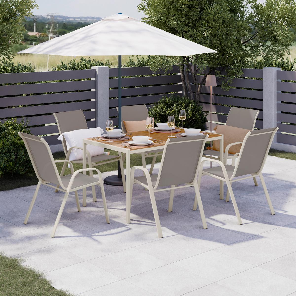 Set grădină Florenz - gri deschis/culoare lemn tec, Modern, plastic/metal - Mömax