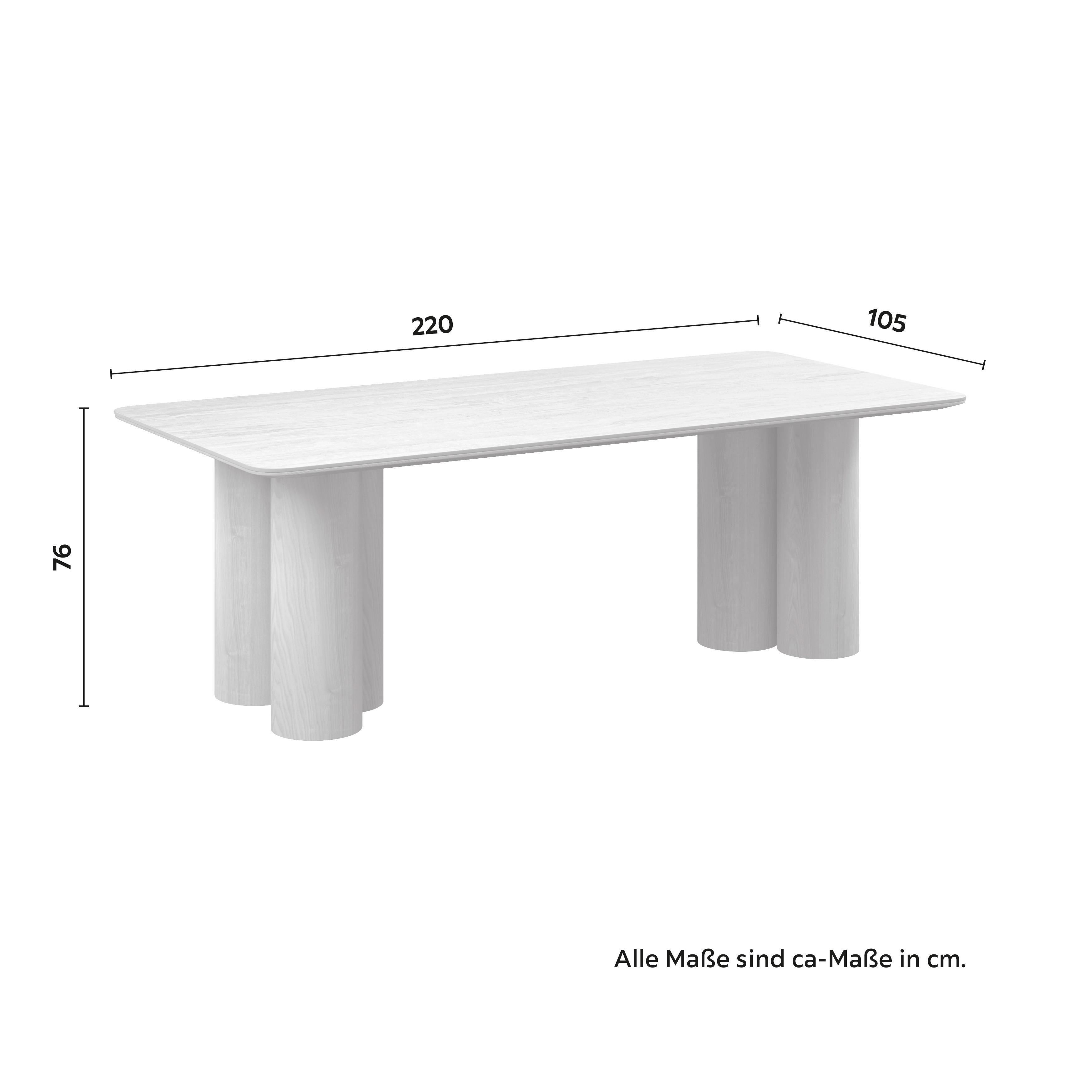 MATBORD KIANO - cremefärgad/naturfärgad, Modern, trämaterial/trä (220/105/76cm) - Bessagi Home