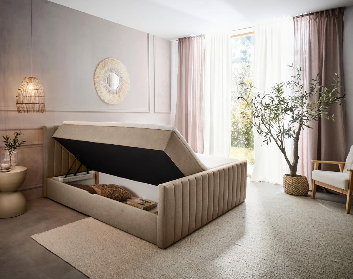 Box Krevet Sontje - crna/taupe, Konvencionalno, tekstil/plastika (140/200cm) - Modern Living