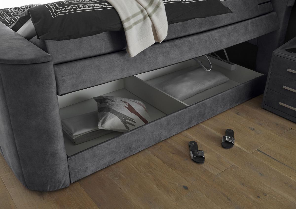 Boxspringbett Dallas m. LED ca. 180x200 cm Anthrazit - Anthrazit, MODERN, Holzwerkstoff/Kunststoff (180/200cm) - MID.YOU