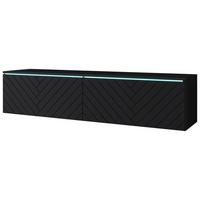 Nizka Omarica Lowa, Črna, Vzorec Ribje Kosti, Led - črna/siva, Basics, umetna masa/leseni material (140/30/33cm) - P & B