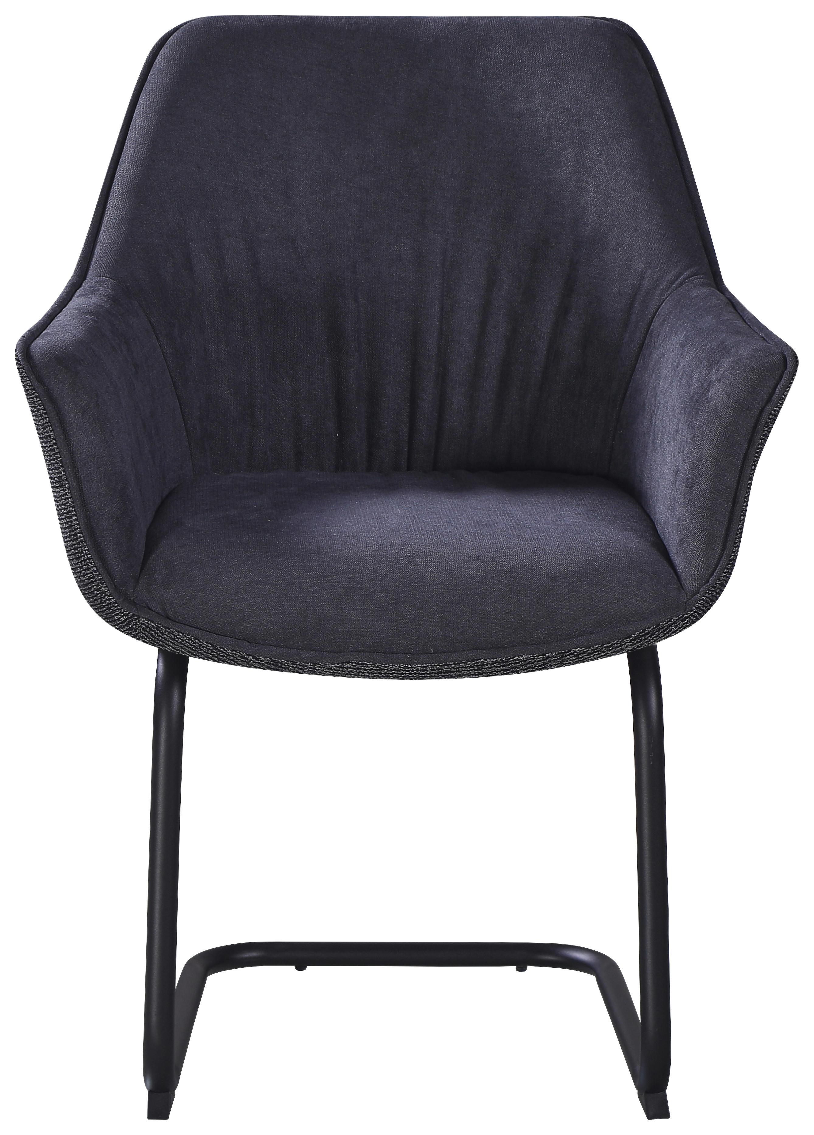 Armlehnstuhl Nova Grau - Schwarz/Grau, MODERN, Textil/Metall (64/87/60cm) - Premium Living