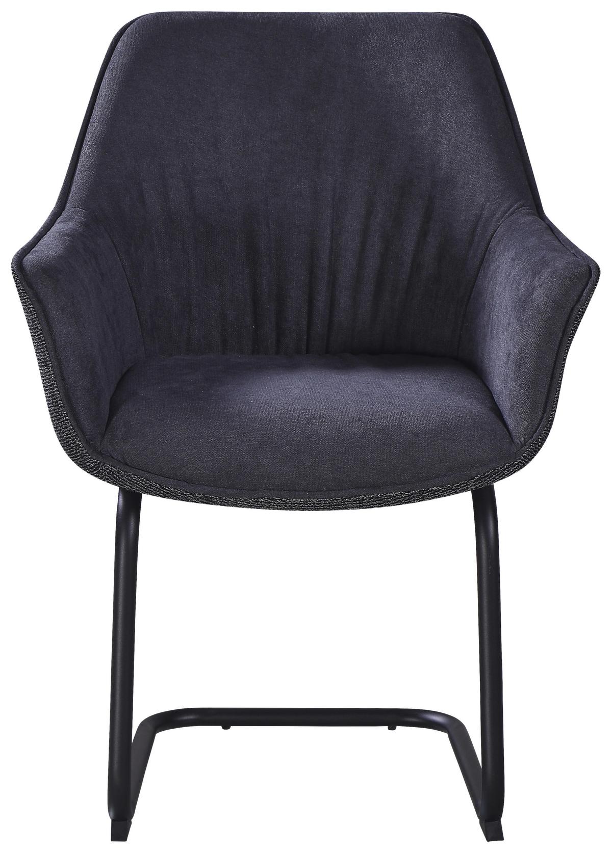 Armlehnstuhl Nova Grau - Schwarz/Grau, MODERN, Textil/Metall (64/87/60cm) - Premium Living