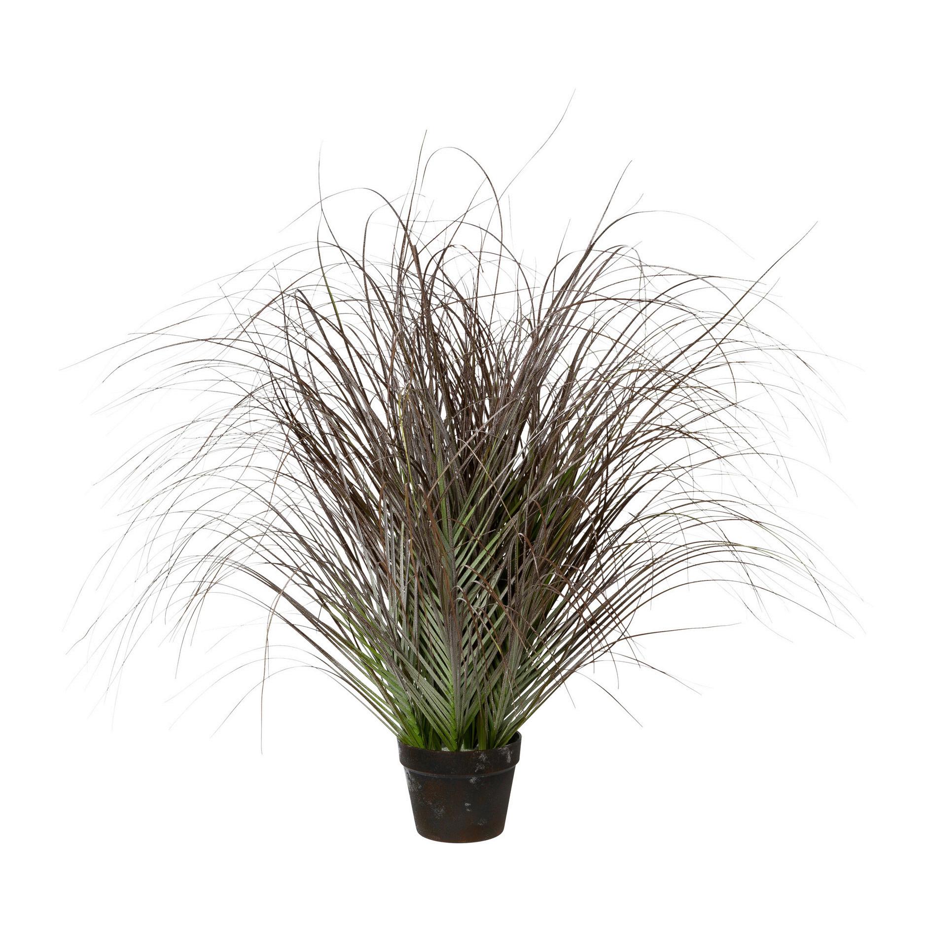 Kunstpflanze Gras geeist ca. 95cm - Schwarz/Grün, Trend, Kunststoff (95cm)