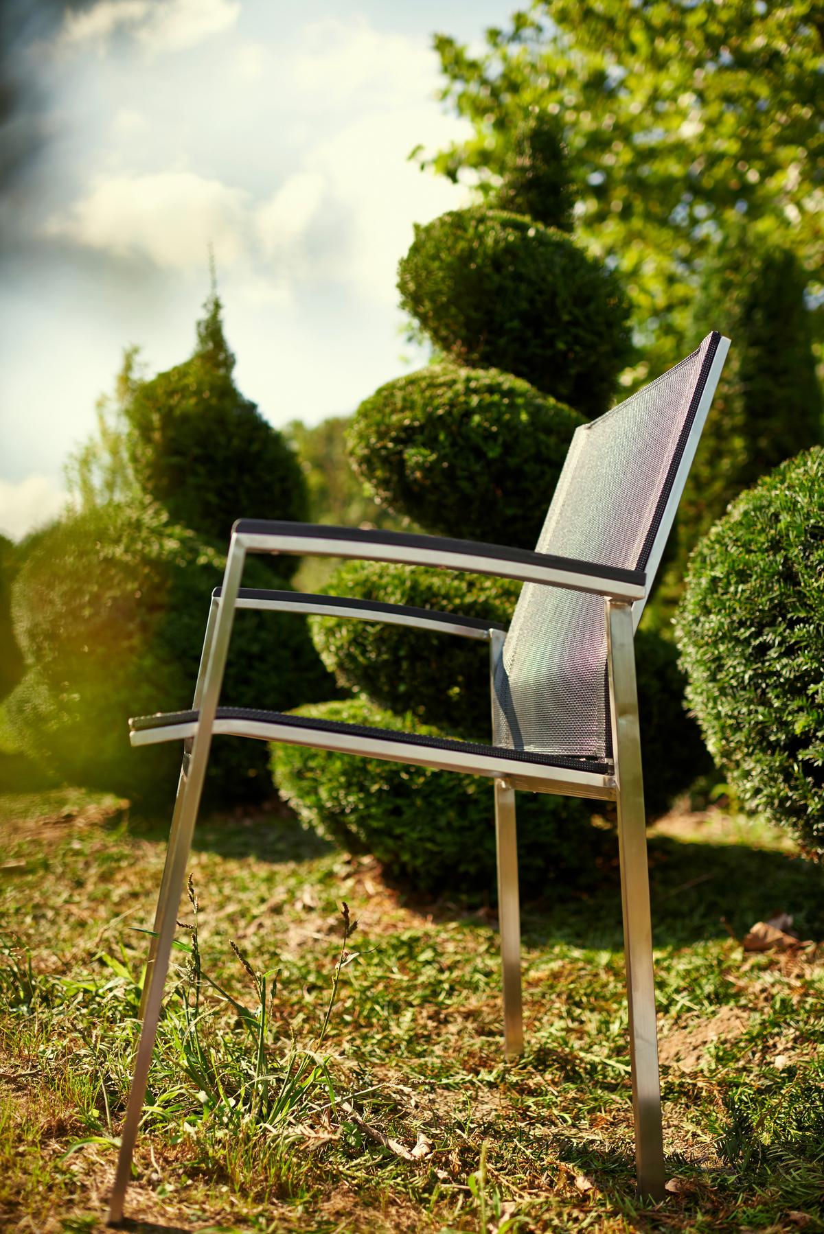 Gartenset Acamp Auris Grau/Edelstahlfarben - Edelstahlfarben/Grau, Basics, Holzwerkstoff/Kunststoff (180+68/98/74cm)