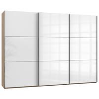 Ormar S Kliznim Vratima Level 36 D - boje hrasta/bijela visoki sjaj, Moderno, drvni materijal/metal (300/216/65cm) - Modern Living