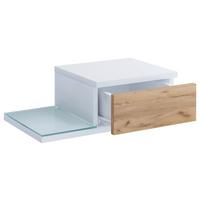 Nočna Omarica Konsila M, Bela, Barva Hrasta - bela/medeni hrast, Moderno, steklo/leseni material (48/15/28cm) - MID.YOU