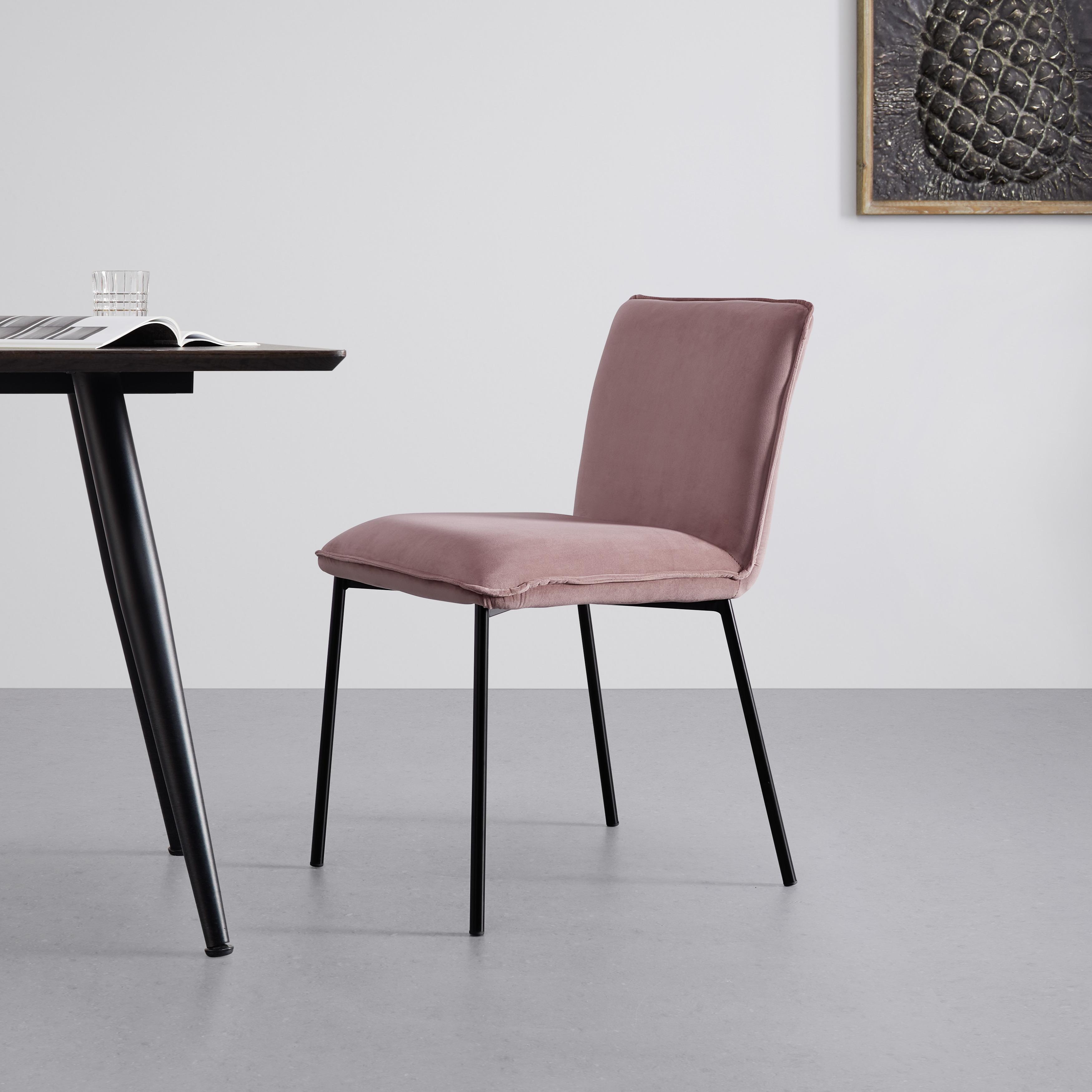 KRZESŁO DARLA - różowy/czarny, Modern, metal/drewno (49/81/55cm) - Bessagi Home
