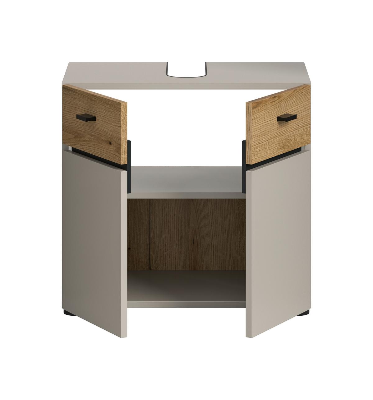 Waschbeckenunterschrank Aqua Eichefarben/Kaschmir - Kaschmir/Eichefarben, Trend, Holzwerkstoff/Kunststoff (60/56/35cm) - MID.YOU