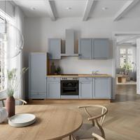 Küchenleerblock Frame Low o. Geräte Blaugrau - Edelstahlfarben/Eichefarben, MODERN, Holzwerkstoff/Metall (270cm) - Nobilia