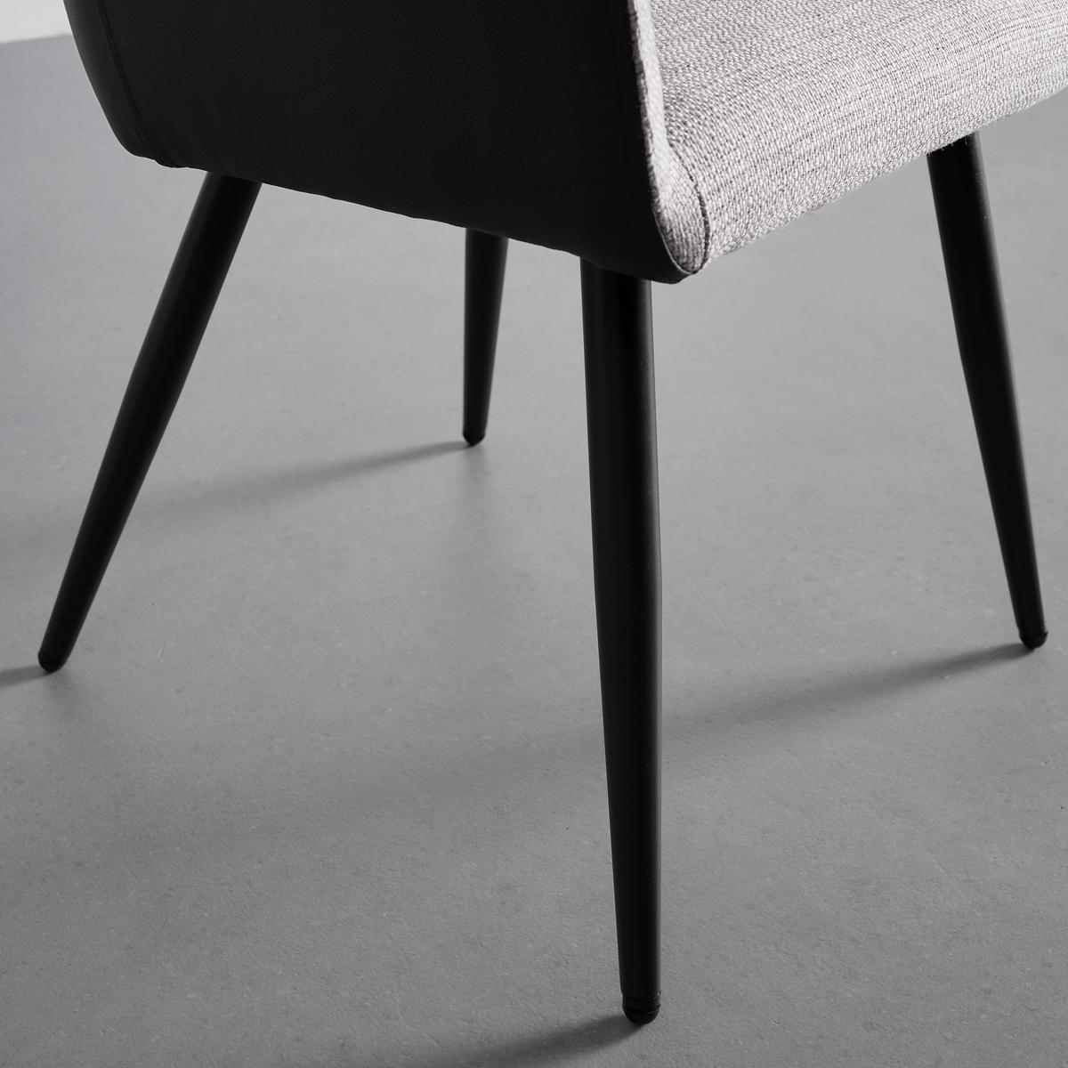 KRZESŁO Z PODŁOKIETNIKAMI BIANCO - czarny/szary, Modern, skóra/metal (55,5/75,5/58cm) - Bessagi Home