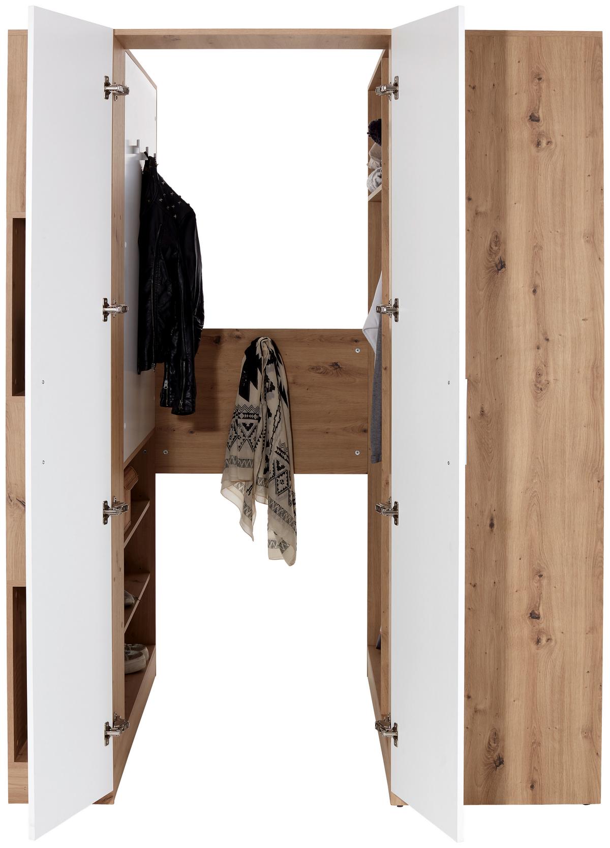 Ormar Kutni Box - bijela/hrast Artisan, Moderno, drvni materijal (120/205/150cm) - Modern Living