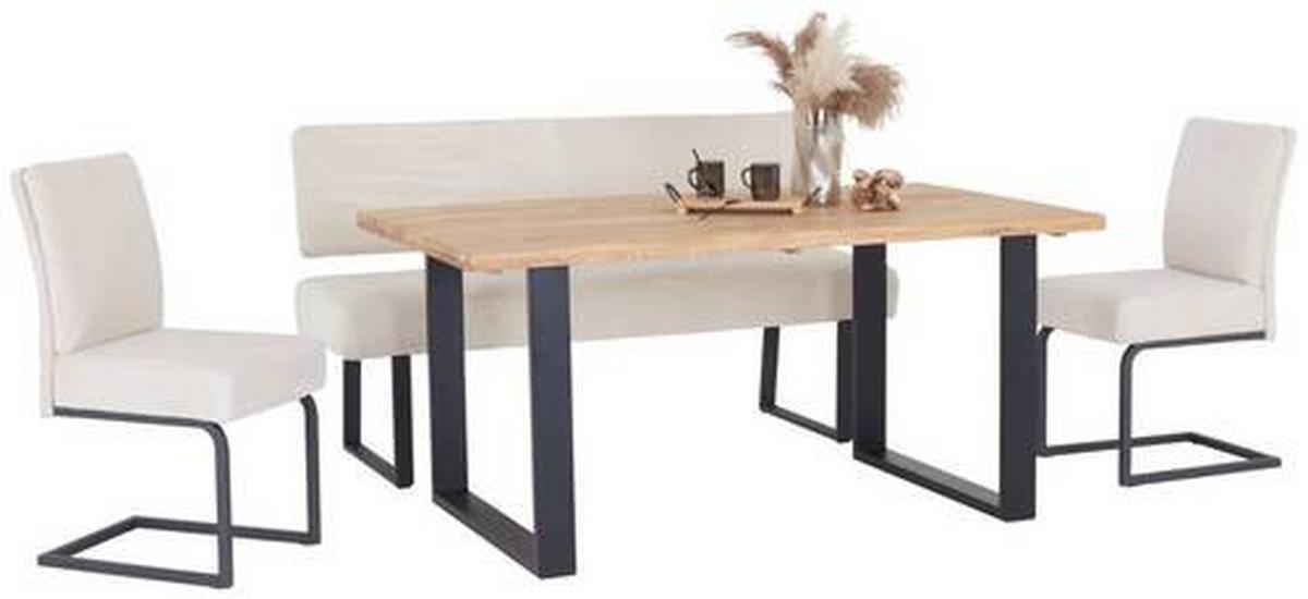 Jedilna Miza Wood, Hrast, Masivno, 160x90 - črna/naravne barve, Konvencionalno, kovina/les (160/75/90cm) - James Wood