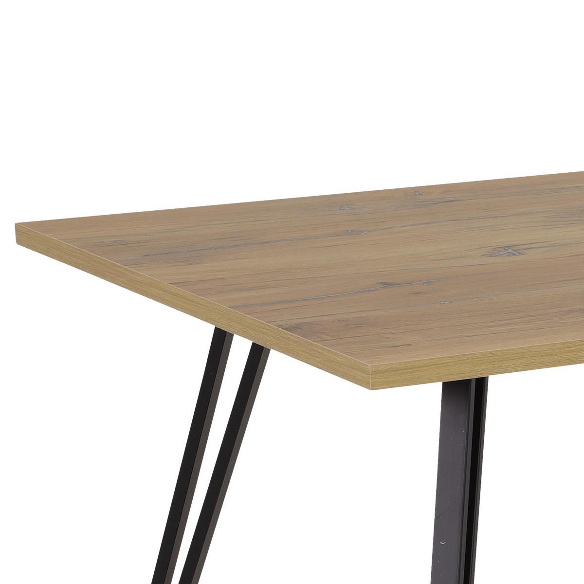 Jedilna Miza Oksana, Ca. 160 X 90 Cm - črna/barve hrasta, Moderno, kovina/leseni material (160/76/90cm)