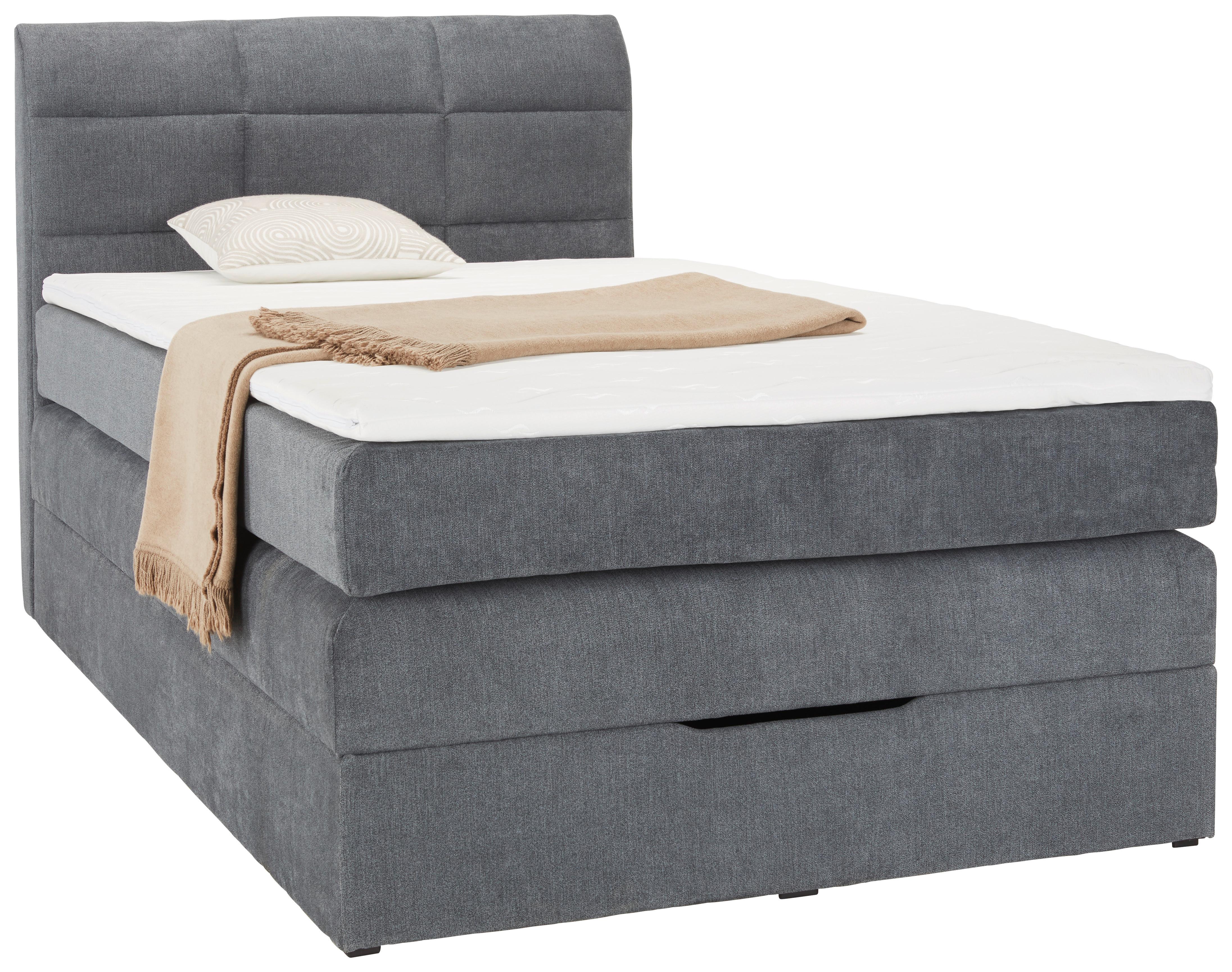 Boxspringbett Runner Grau ca. 120x200cm - Dunkelgrau/Schwarz, KONVENTIONELL, Holz/Textil (120/200cm) - Mömax