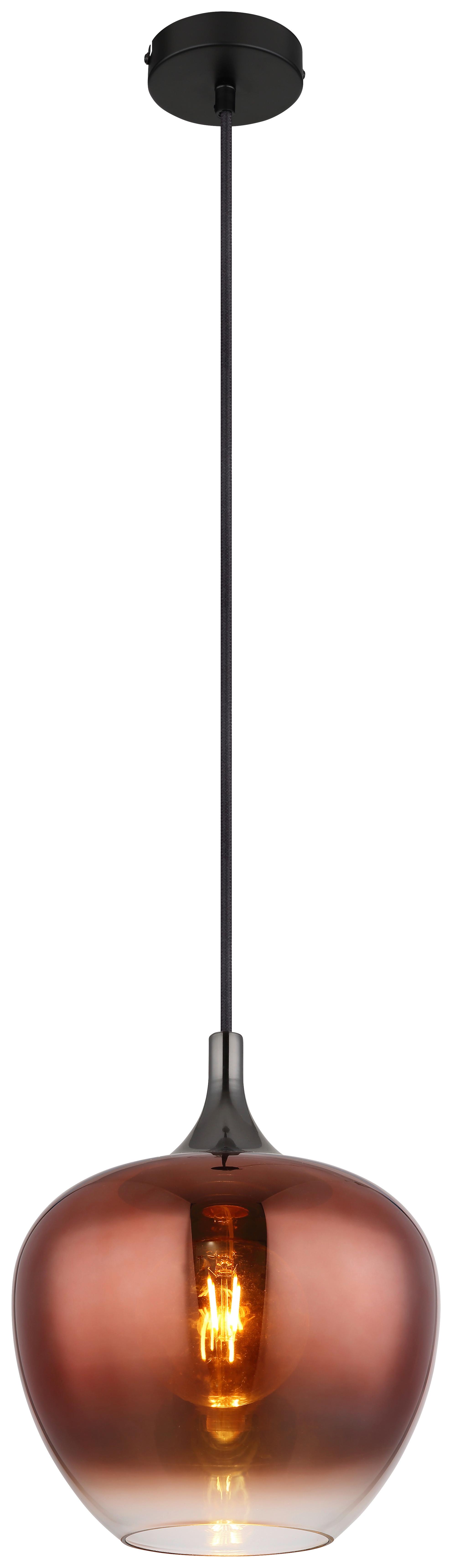 Lampă Suspendată Maxy - arămiu/negru, Design, sticlă/metal (24/24/120cm) - Globo