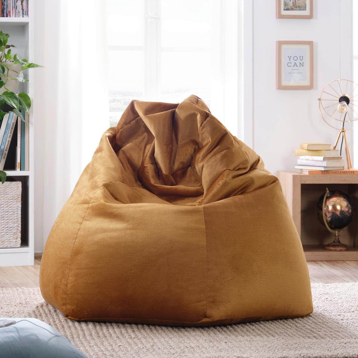 Ülőzsák Verona Samt - sárga/antracit, textil (90/105/90cm) - Best Price