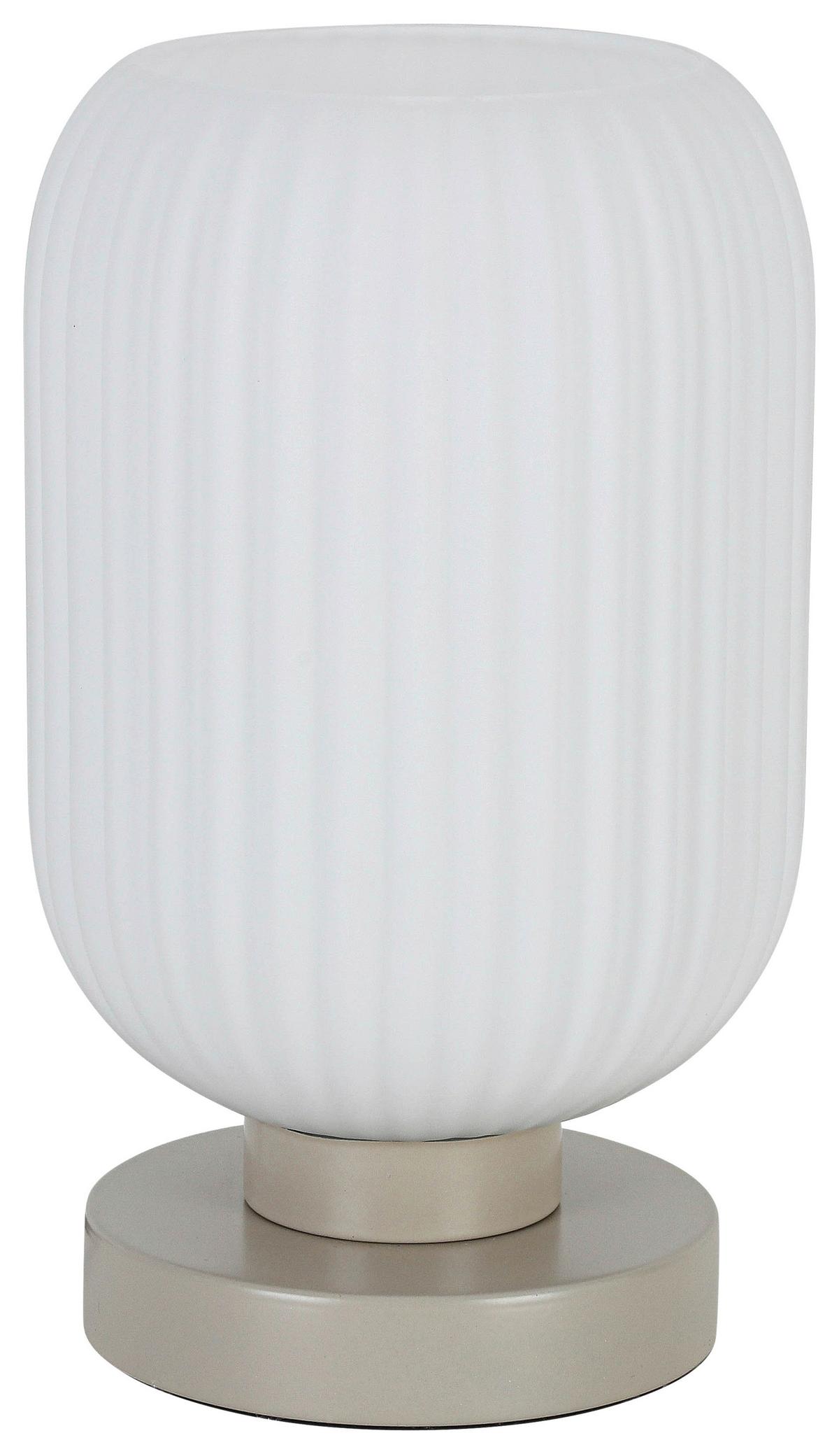 Tischleuchte Exi Weiß max. 25 Watt - Sandfarben/Weiss, Modern, Glas/Kunststoff (14/24cm) - Mömax