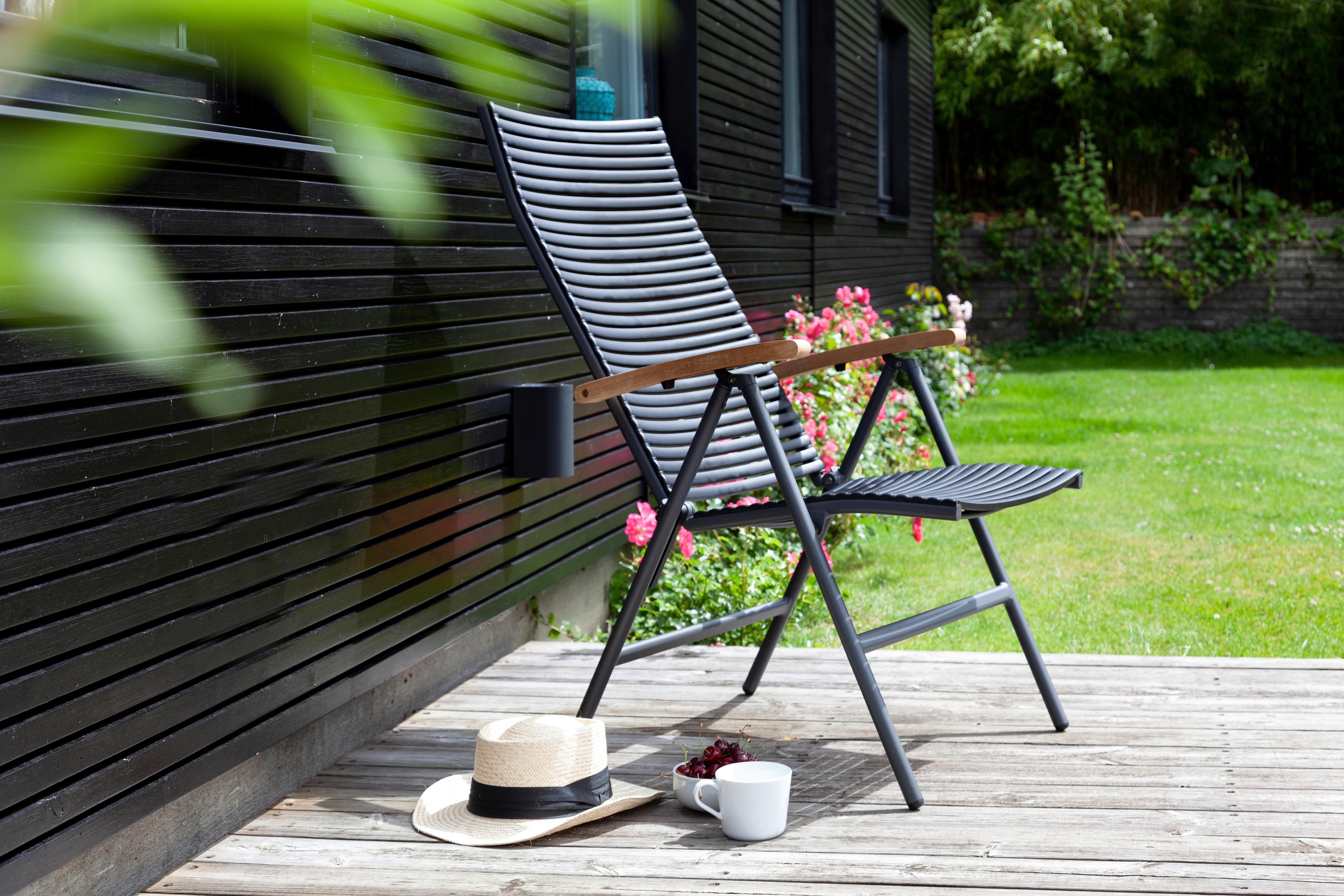 Gartenstuhl Mood Position Anthrazit/Teakfarben - Anthrazit/Schwarz, KONVENTIONELL, Holz/Kunststoff (60/111/72cm) - Gardenson