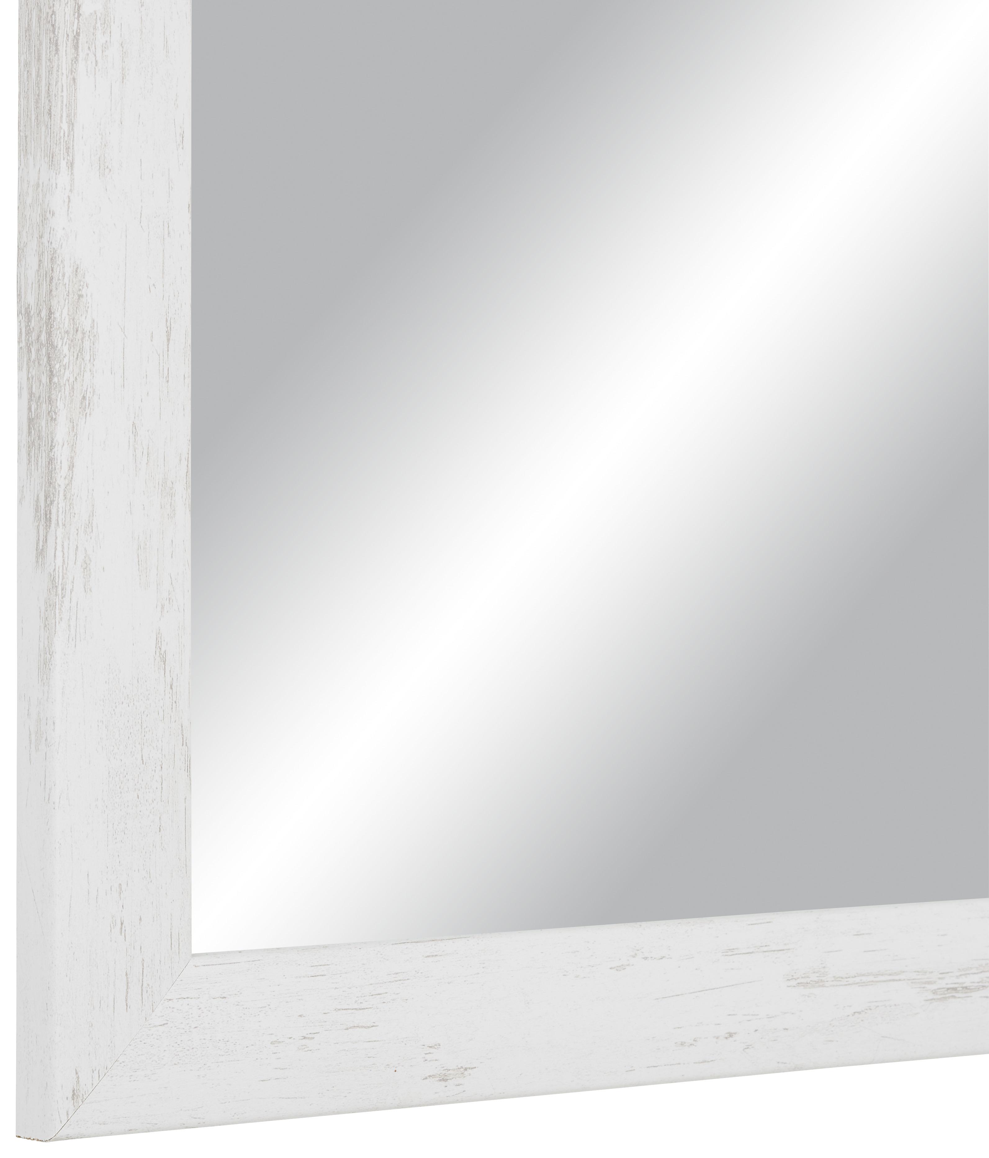 Stensko Ogledalo Old-White-Heav - bela/rjava, Moderno, steklo/leseni material (50/70cm) - Modern Living